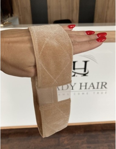 Opaska welurowa pod perukę-beżowa