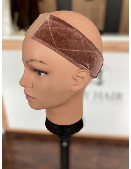 Opaska welurowa pod perukę-jasny brąz