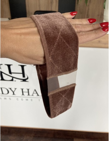 Opaska welurowa pod perukę-jasny brąz