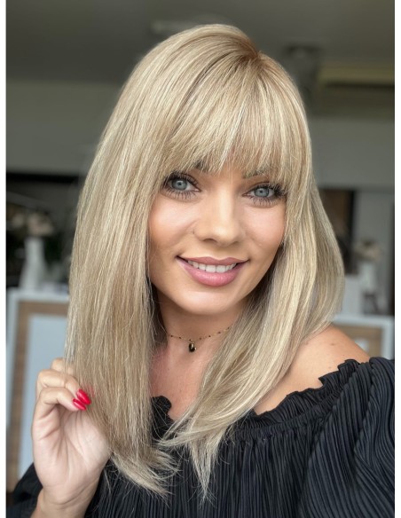 "MEGAN 608 "40-45 PERUKA Z WŁOSÓW NATURALNYCH  Z GRZYWKĄ