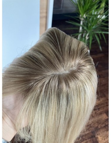 Topper z włosów naturalnych Sheila – blond 55 cm, mikroskóra