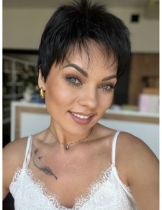 Mona-Krótka peruka z włosów naturalnych