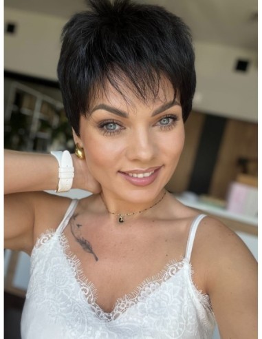 Mona-Krótka peruka z włosów naturalnych