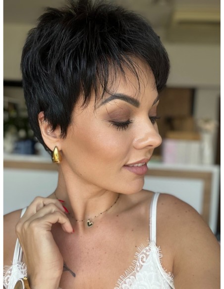 Mona-Krótka peruka z włosów naturalnych