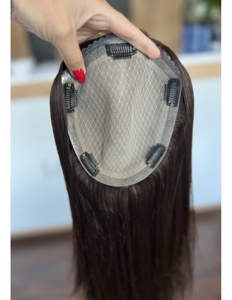 Nila 45cm z grzywką  silk top-topper z włosów naturalnych   z możliwością podklejania