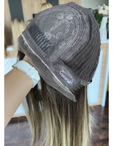 BAJA 40 CM- Peruka z włosów naturalnych  z grzywką  "S" PREMIUM -Mikroskóra