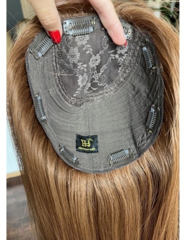 "HANA 45-50 cm "TOPPER Z WŁOSÓW NATURALNYCH  Z GRZYWKĄ NA BOKI