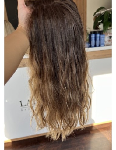 "Gabi z grzywką 40  cm Peruka z włosów naturalnych  falowanych "S/M" PREMIUM