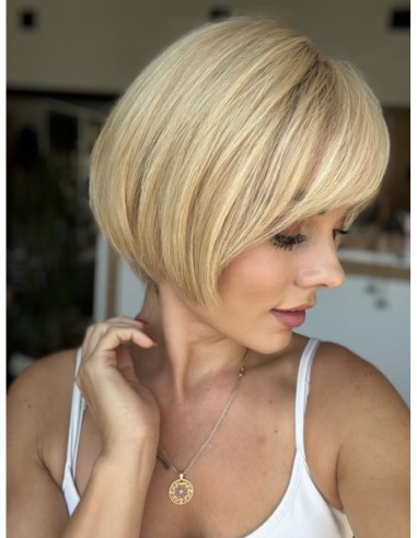 Idalia LRll-Krótka peruka z włosów naturalnych  S/M z grzywką