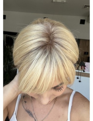 Idalia LRll-Krótka peruka z włosów naturalnych  S/M z grzywką