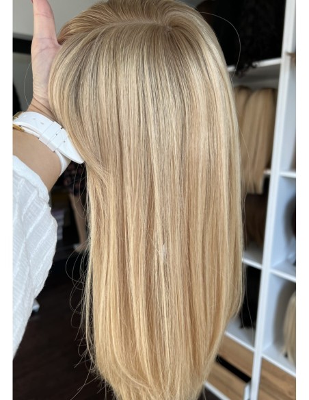 Topper Sheila 40–45 cm – blond z odrostem i grzywką, włosy naturalne