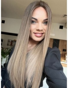 "Alina 60 cm" Długa peruka z włosów naturalnych  "S/M" PREMIUM 2