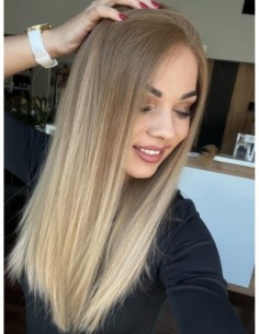 "BETI 50-55CM"-DŁUGA  PERUKA Z WŁOSÓW NATURALNYCH LACE FRONT "M"