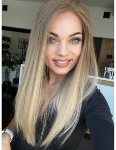 "BETI 50-55CM"-DŁUGA  PERUKA Z WŁOSÓW NATURALNYCH LACE FRONT "M" 2