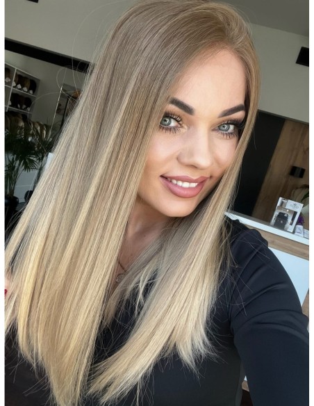 "BETI 50-55CM"-DŁUGA  PERUKA Z WŁOSÓW NATURALNYCH LACE FRONT "M"