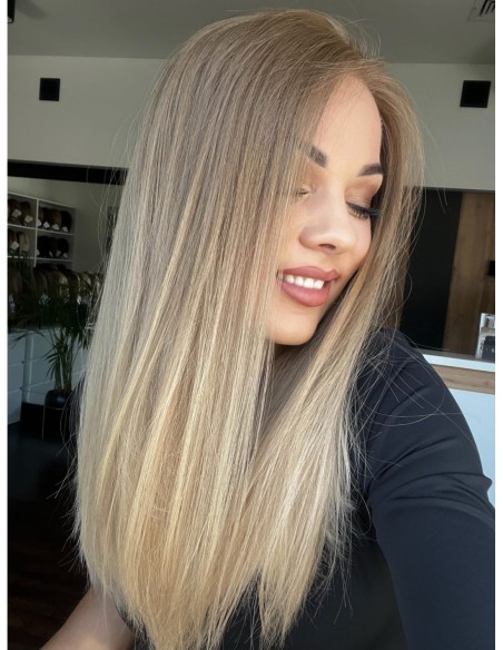 "BETI 50-55CM"-DŁUGA  PERUKA Z WŁOSÓW NATURALNYCH LACE FRONT "M"