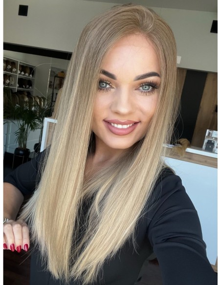 "BETI 50-55CM"-DŁUGA  PERUKA Z WŁOSÓW NATURALNYCH LACE FRONT "M"