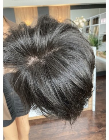 Kris brąz K1-Krótka asymetryczna  peruka z włosów naturalnych