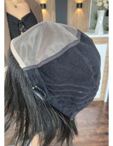 Kris brąz K1-Krótka asymetryczna  peruka z włosów naturalnych