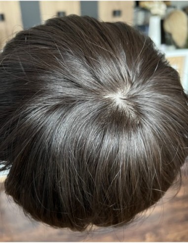 Mona-Brązowa krótka peruka z włosów naturalnych  XS