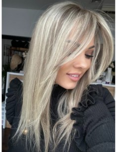 SELENE 8C-45CM -TOPPER Z WŁOSÓW NATURALNYCH  Z GRZYWKĄ HOLLYWOOD