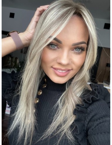 SELENE 8C-45CM -TOPPER Z WŁOSÓW NATURALNYCH  Z GRZYWKĄ HOLLYWOOD