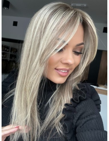 SELENE 8C-45CM -TOPPER Z WŁOSÓW NATURALNYCH  Z GRZYWKĄ HOLLYWOOD