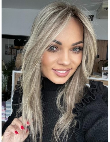 SELENE 8C-45CM -TOPPER Z WŁOSÓW NATURALNYCH  Z GRZYWKĄ HOLLYWOOD