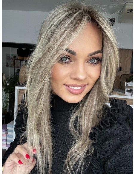 SELENE 8C-45CM -TOPPER Z WŁOSÓW NATURALNYCH  Z GRZYWKĄ HOLLYWOOD