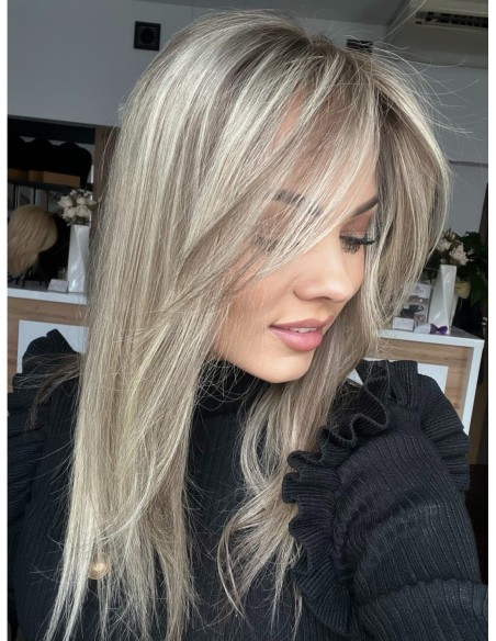 SELENE 8C-45CM -TOPPER Z WŁOSÓW NATURALNYCH  Z GRZYWKĄ HOLLYWOOD