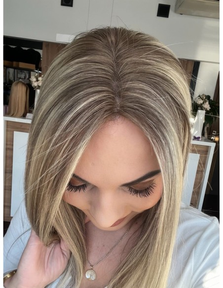 SELENE 8C-45CM -TOPPER Z WŁOSÓW NATURALNYCH  Z GRZYWKĄ HOLLYWOOD