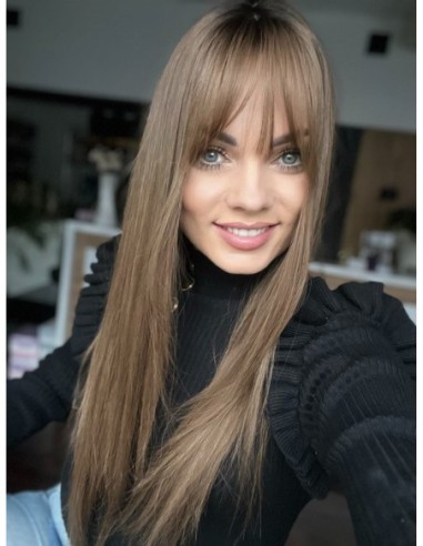 "JULIA 55- 60 CM" DŁUGI  TOPPER Z WŁOSÓW NATURALNYCH  Z GRZYWKĄ