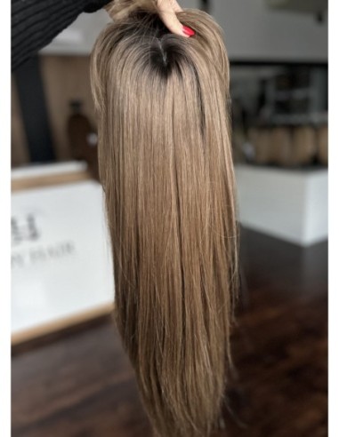 "JULIA 55- 60 CM" DŁUGI  TOPPER Z WŁOSÓW NATURALNYCH  Z GRZYWKĄ