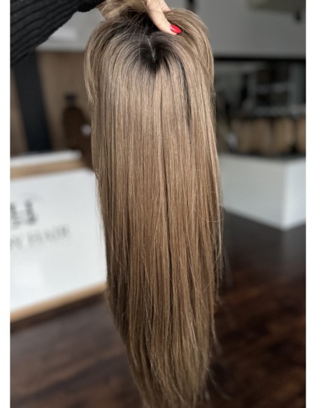 "JULIA 55- 60 CM" DŁUGI  TOPPER Z WŁOSÓW NATURALNYCH  Z GRZYWKĄ