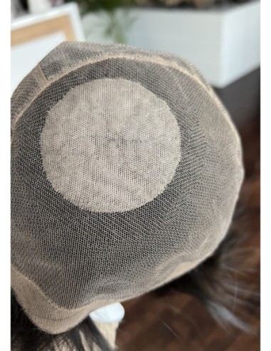 Mona-Brązowa krótka peruka z włosów naturalnych  z grzywką XS