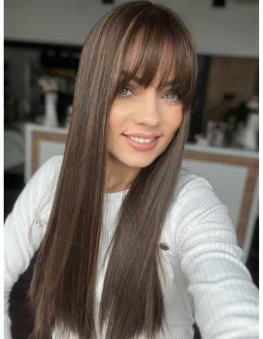 "SARA 60 CM Z GRZYWKĄ " DŁUGI TOPPER Z WŁOSÓW NATURALNYCH  PREMIUM