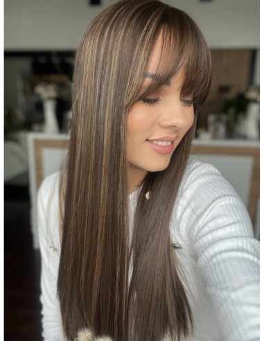 "SARA 60 CM Z GRZYWKĄ " DŁUGI TOPPER Z WŁOSÓW NATURALNYCH  PREMIUM