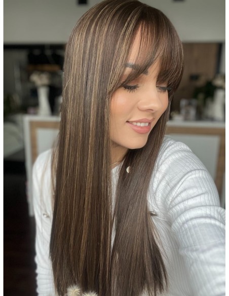 "SARA 60 CM Z GRZYWKĄ " DŁUGI TOPPER Z WŁOSÓW NATURALNYCH  PREMIUM