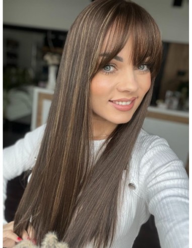 "SARA 60 CM Z GRZYWKĄ " DŁUGI TOPPER Z WŁOSÓW NATURALNYCH  PREMIUM