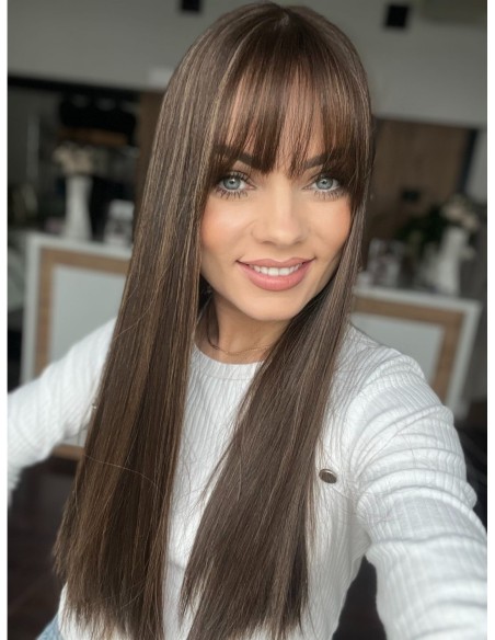 "SARA 60 CM Z GRZYWKĄ " DŁUGI TOPPER Z WŁOSÓW NATURALNYCH  PREMIUM