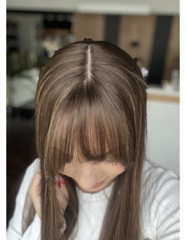 "SARA 60 CM Z GRZYWKĄ " DŁUGI TOPPER Z WŁOSÓW NATURALNYCH  PREMIUM