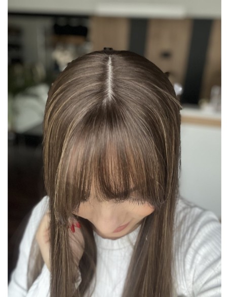 "SARA 60 CM Z GRZYWKĄ " DŁUGI TOPPER Z WŁOSÓW NATURALNYCH  PREMIUM