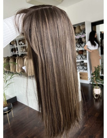 "SARA 60 CM Z GRZYWKĄ " DŁUGI TOPPER Z WŁOSÓW NATURALNYCH  PREMIUM