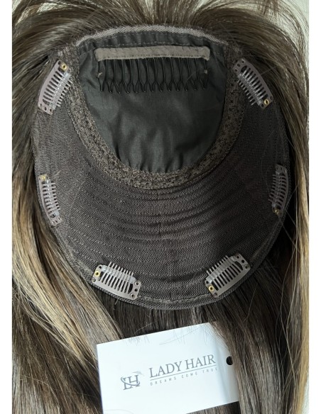 "SARA 60 CM Z GRZYWKĄ " DŁUGI TOPPER Z WŁOSÓW NATURALNYCH  PREMIUM