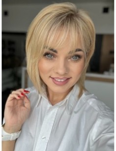 Idalia LRll-Krótka peruka z włosów naturalnych  S/M z grzywką