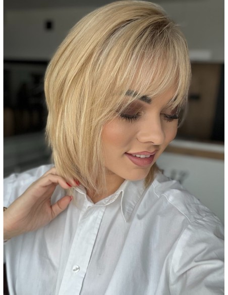 Idalia LRll-Krótka peruka z włosów naturalnych  S/M z grzywką