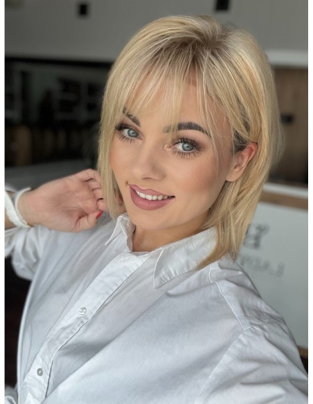 Idalia LRll-Krótka peruka z włosów naturalnych  S/M z grzywką