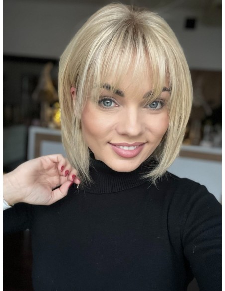 Idalia LRll-Krótka peruka z włosów naturalnych  S/M z grzywką