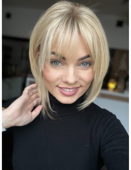 Idalia LRll-Krótka peruka z włosów naturalnych  S/M z grzywką