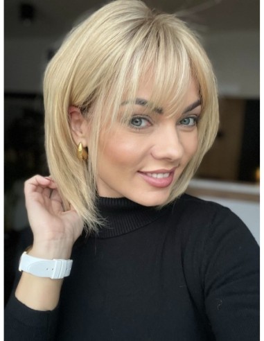 Idalia LRll-Krótka peruka z włosów naturalnych  S/M z grzywką